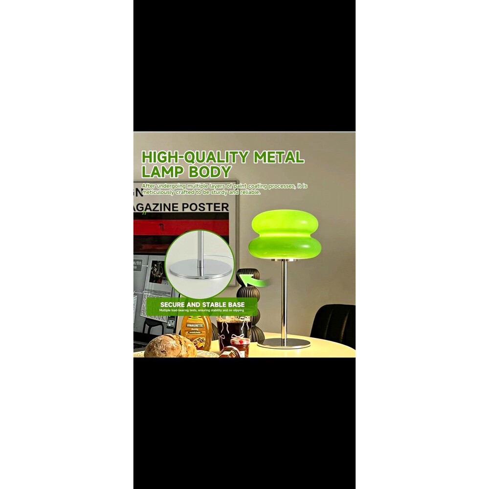 Green Dimmable Mushroom Table Lamp Bedside Nightstand Living Room Decor